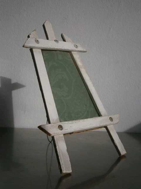 Petit Cadre photo ancien Bois blanc Clou doré déco 1900 Ancien