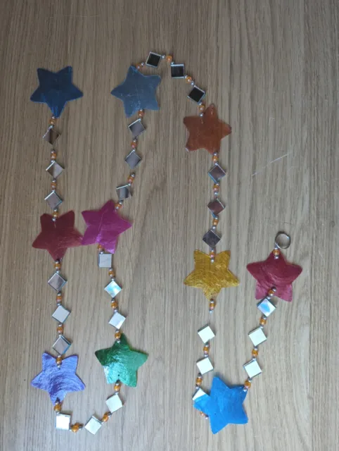 Vintage Watta Glass Star Shaped Hanging Christmas Garland Decorations 75cm