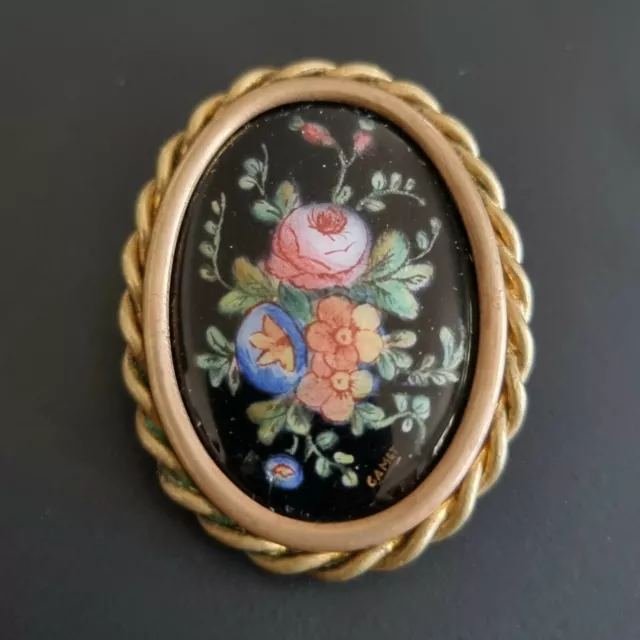 GAMET BROCHE émaillée ancienne signée 