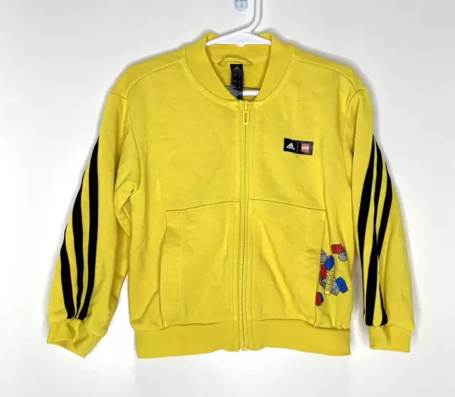 Adidas x Lego Kids Toddler Size 2T Zip Up track jacket hand pockets Yellow Black