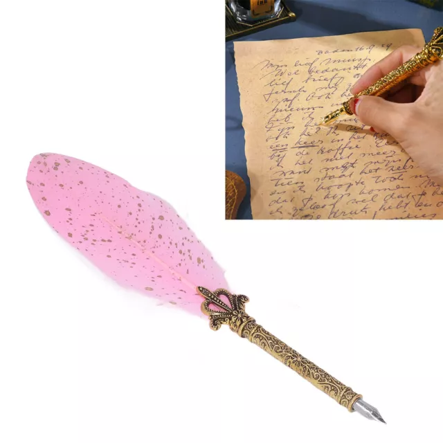 (Rosa)Feather Pen Federkiel Austauschbare Federn Im Vintage-Stil Für Die ⊹