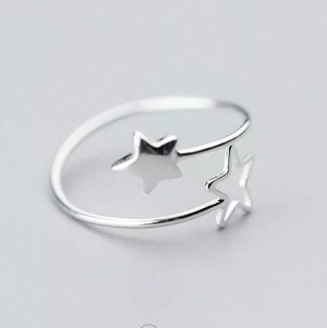 Womens Solid Metal 925 Sterling Silver Adjustable Star Wrap Toe Ring White Gold