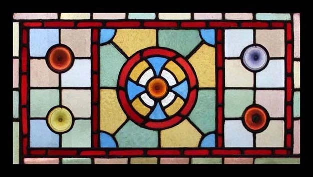Amazing Victorian Rondels Antique English Stained Glass Window