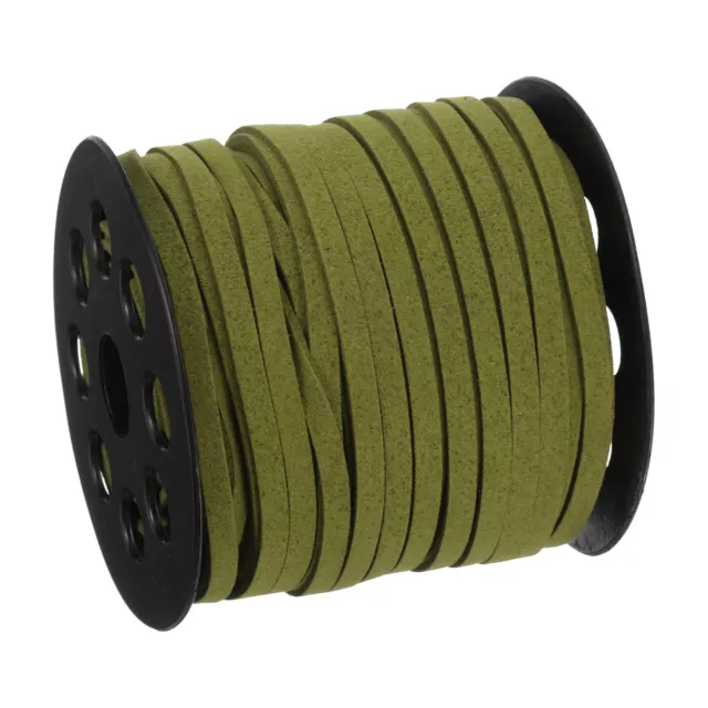 Suede Cord, 49.21 Yards 5mm Flat Leather Thread String, Army Green 1 Roll