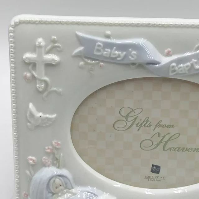 Baby Boy Baptism Porcelain Gifts From Heaven 3D Picture Frame Russ New 3