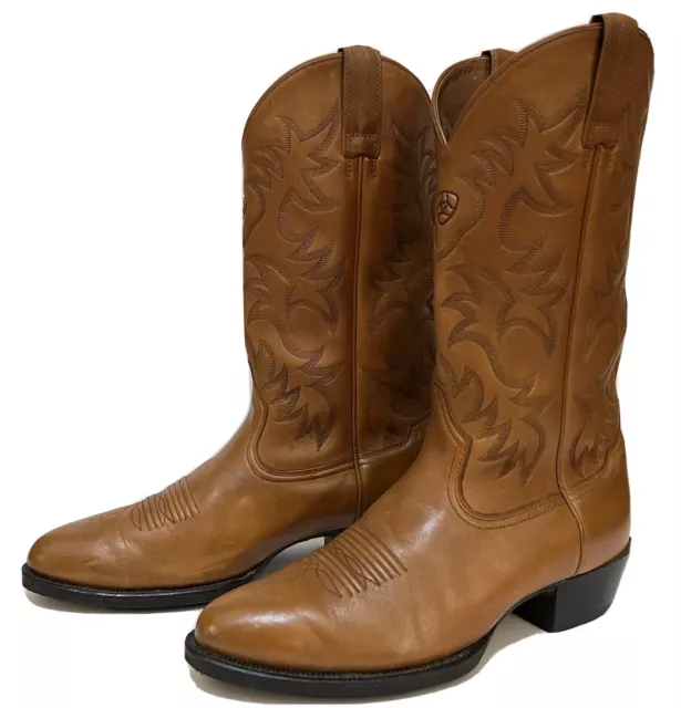ARIAT BOOTS ADULT Mens 10.5 D Heritage Stockman Leather Cowboy Tan Work ...
