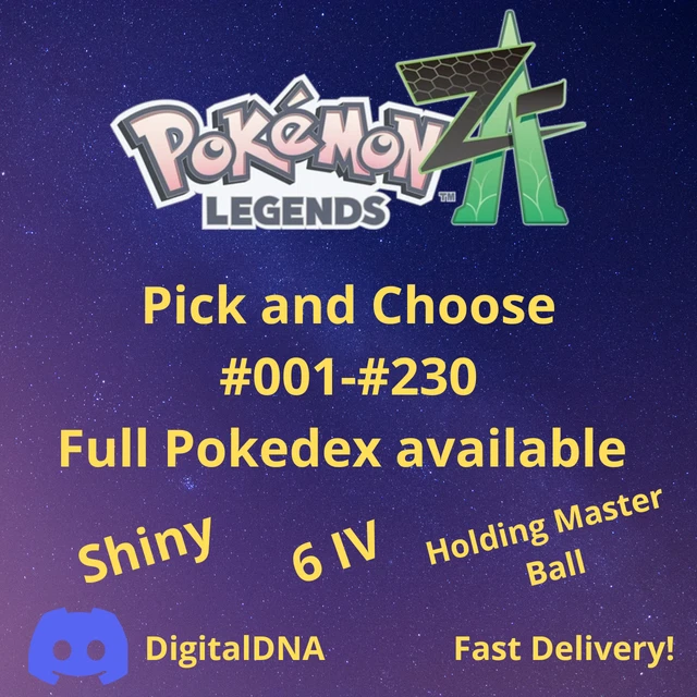 POKÉMON LEGENDS: Z-A ZA SHINY 6IV Pick and Choose (#001-#230) Full List ...