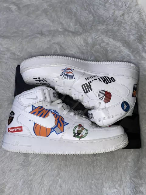 2018 Nike Air Force 1 Mid '07 Supreme NBA White SS18 AQ8017-100 Size  12 DS New