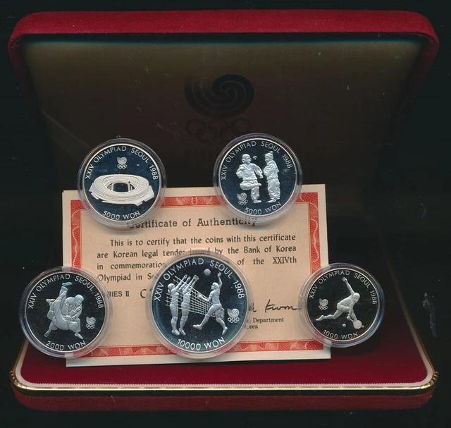 South Korea: 1988 Seoul Olympic Proof Set, inc 3 Silvers, Hosting Country Issue
