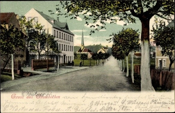 Ak Großbothen Grimma in Sachsen, Straßenpartie, Gasthaus - 10419879