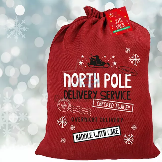 🎅Extra Large Santa Sack Jute Hessian Christmas Bag Xmas Stocking Gift Toy Kids