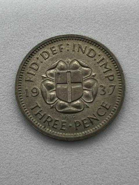 Silver 3d Three pence  1937