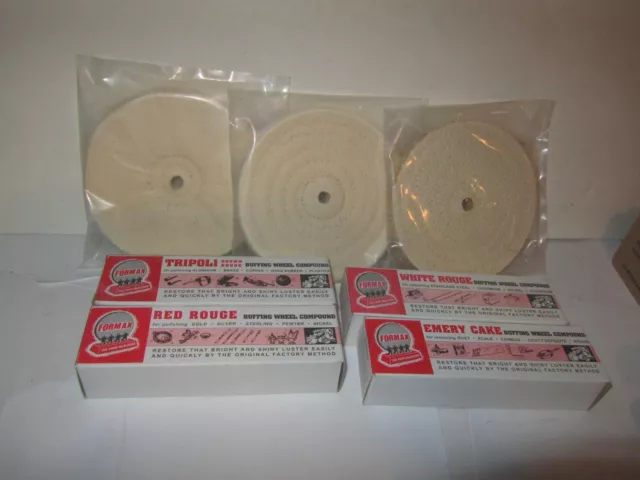 4 Formax RED ROUGE,EMERY CAKE,WHITE ROUGE,TRIPOLI Buffing Wheel Compounds WHEELS
