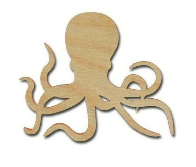 Octopus Shape Unfinished Wood Cutout Sea Life DIY Crafts Variety of Sizes