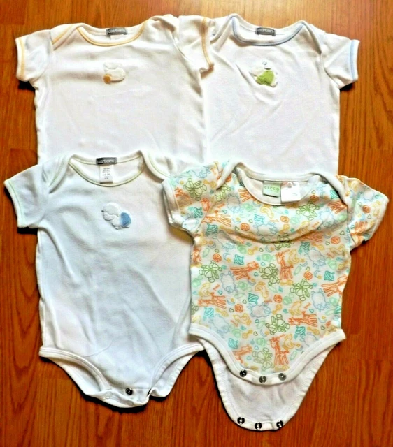 BOYS - 4 pc sz 0-3 months, one piece short sleeve, unit suit, Carters