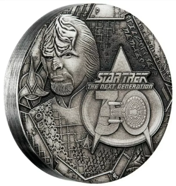 2017 $2 Next Generation Lieutenant Commander Worf STAR TREK 2 Oz Silver Coin.