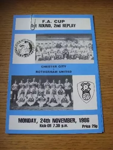 24/11/1986 Chester City v Rotherham United [FA Cup 2nd Replay] . No obvious faul