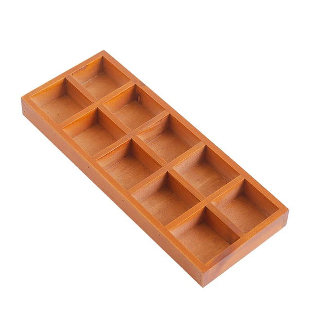 Bandeja de almacenamiento de madera rectangular de oficina de bambú bandejas seccionales