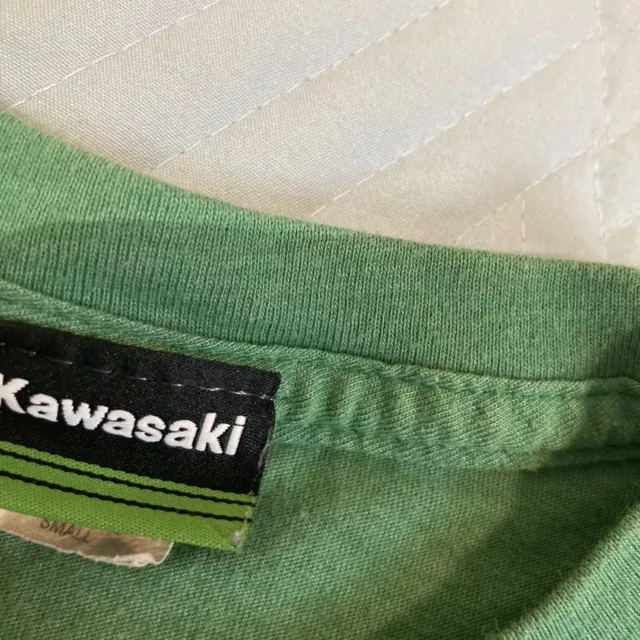 Vtg Kawasaki Racing T Shirt Small Green Soft Dirt Bike Engine Snowmobile Team 2