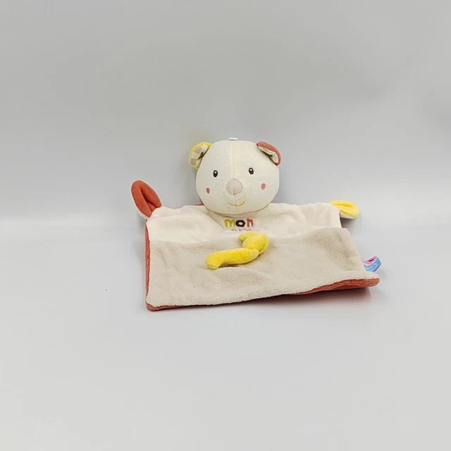 Doudou plat ours blanc orange beige Mon ami ours SUCRE D'ORGE - 29694