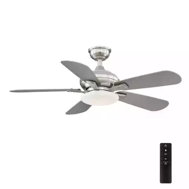 Home Decorators Benson 44  LED Nickel Ceiling Fan with Light and Remote Control