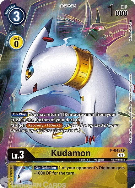 P-043 Kudamon Promo Folie alternative Kunst Digimon Karte: PB13: Royal Knights binden