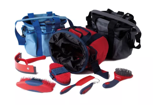 Complete Grooming Kit Blue Red Black Pink Purple Equestrian Horse Brushes