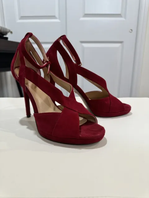 Michael Kors Women's Pumps Red Suede Heels Designer Size 8