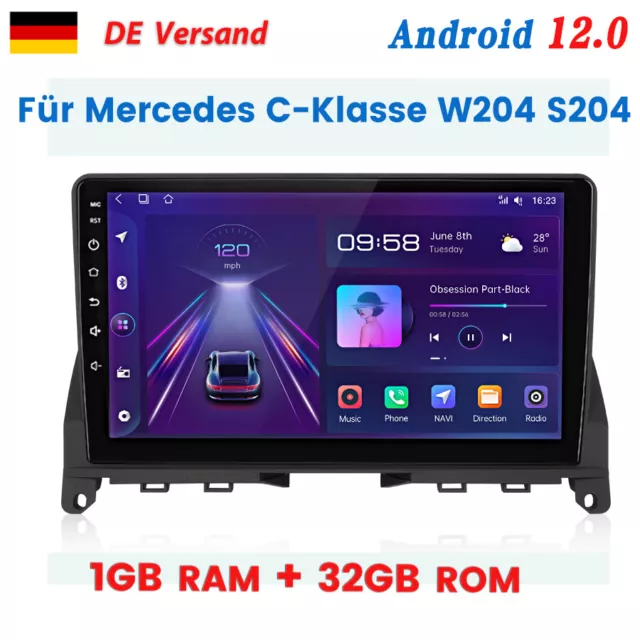 6.2 Android 12 Autoradio Navi GPS Für Mercedes Benz C Klasse W204 S204  2+32GB