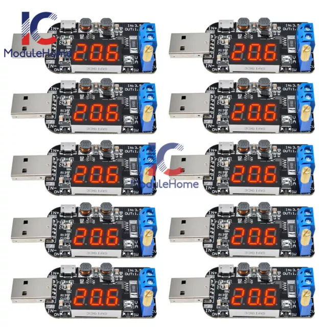 Modulo alimentatore USB 10x DC5V a DC1/12/24V aumento tensione buck regolabile 15 W