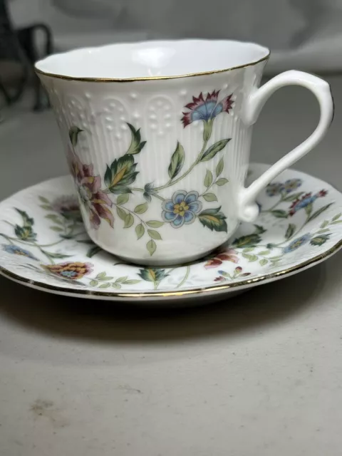 Andrea by Sadek Japan Porcelain Chintz Floral Teacup  & Saucer Dainty Gold Rim