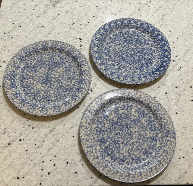Three Roseville Pottery Workshop Gerald E. Henn Spongeware Dinner plate 12 in