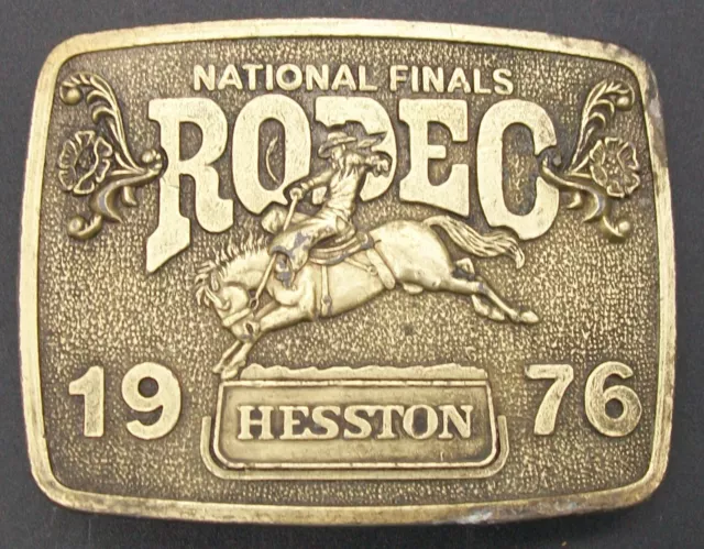 Vintage Brass 1976 Limited Edition National Rodeo Finals Hesston Belt Buckle