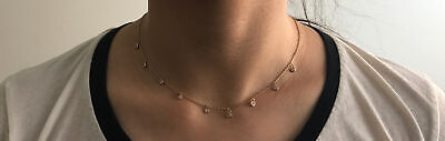 Brandy Melville Metallic Gold Dangling Pink Rhinestones Charm Necklace 3