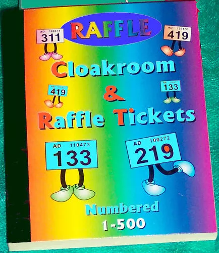 raffle tickets a FULL book of 500, 1000, 100, GIANT400 pick a colour with stubs