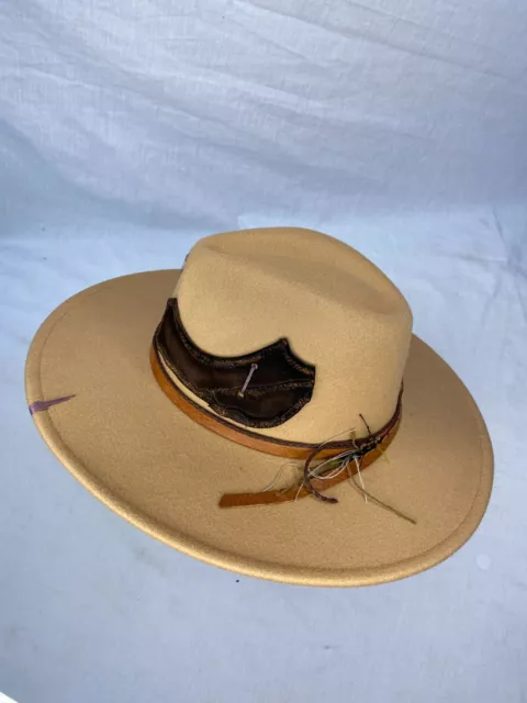 Sombrero fedora de ala ancha "Caballo", decorado a mano (hART) 2