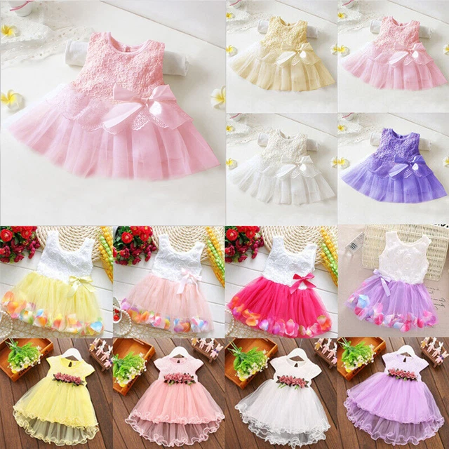 Baby Flower Girls Tutu Tulle Dress Princess Party Lace Wedding Bridesmaid Dress