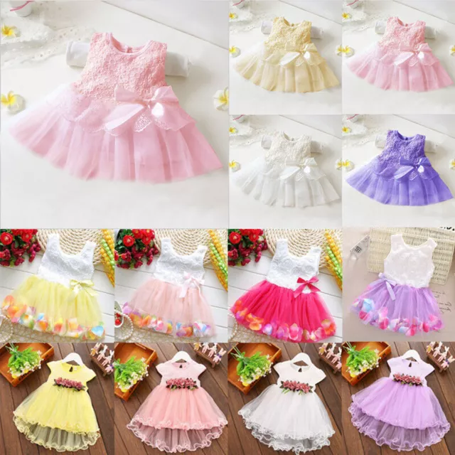 Baby Girl Tutu Tulle Dress Princess Party Lace Flower Dresses Wedding Bridesmaid