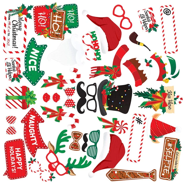 38 piezas/juego de favores para fiestas de Navidad accesorios para fotos de Navidad