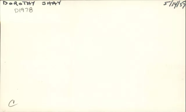 Dorothy Shay D.1978 Actress Signed 3" x 5" Index Card 2