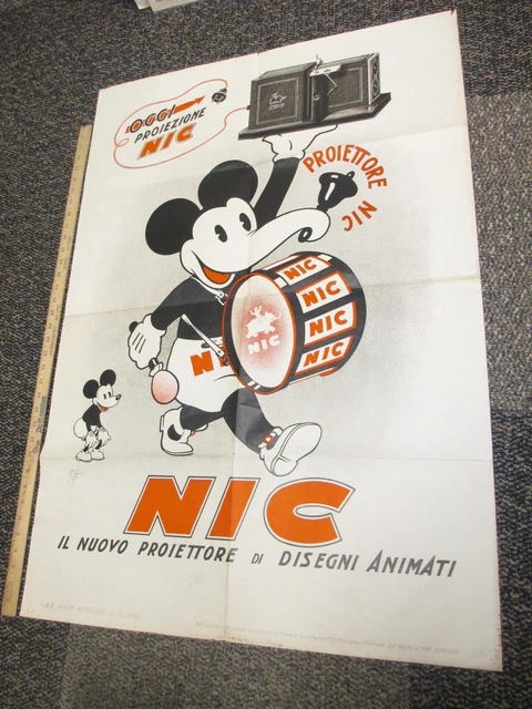 DISNEY MICKEY MOUSE 1933 Italy NIC projector cartoon movie poster store display