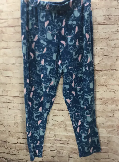 Disney Kids Children Lilo Stitch Blue Fleece PJ Pajama Lounge Pants Size M 8-10