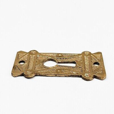 Vintage Ornate Bronze Skeleton Key hole Escutcheon Salvage Hardware 2 1/8" 3