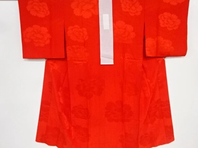 41032# Japanese Kimono / Hitoe Juban / Woven Wave & Peony