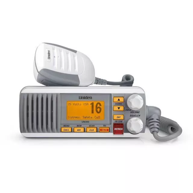 UNIDEN UM385 FIXED-MOUNT IPX4/JIS4 WATERPROOF VHF MARINE RADIO w/ DSC (WHITE) 2