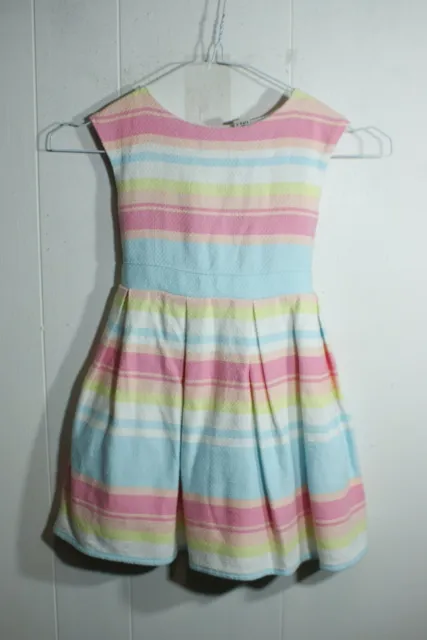 Tu Girls Stripe Summer Dress -Pink/Blue- Age 3-4 Years (Na89)