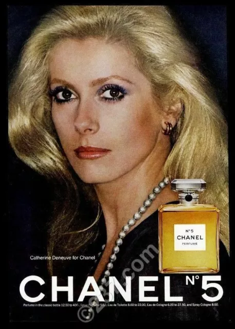 1972 CHANEL NO.5 perfume big bottle Catherine Deneuve color photo