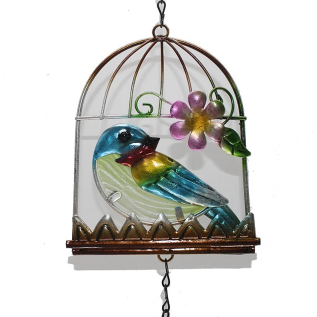 Bird Cage Ornament Wall Hanging Decoration Blue Decor Wind Chime 4