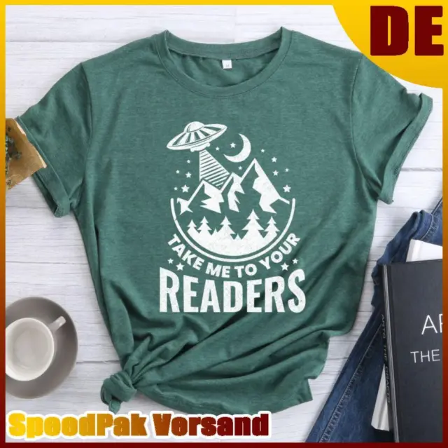 ❥ T-shirt Take me to your readers-retro verde-XXXL