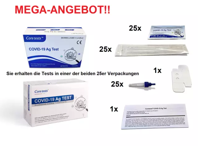 25x Core Corona Test COVID-19 Ag 3-Minuten Test Profi Anwendung Omicron NEU OVP